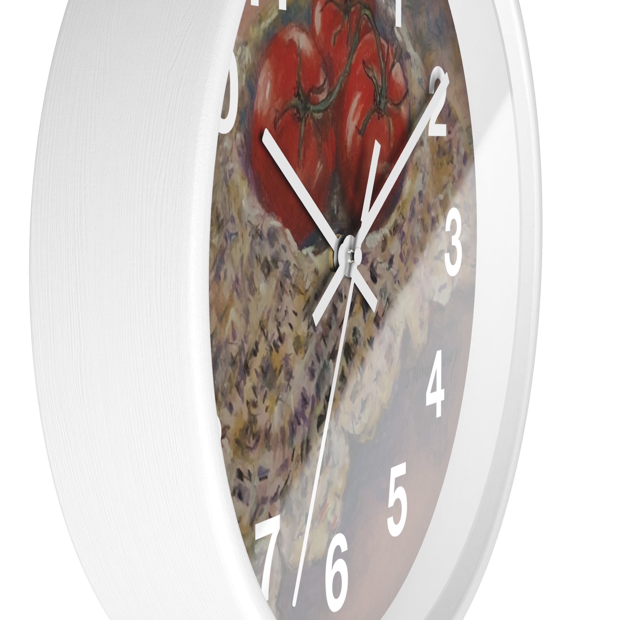 Tomato Still Life Wall Clock — Rustic Kitchen Art Clock