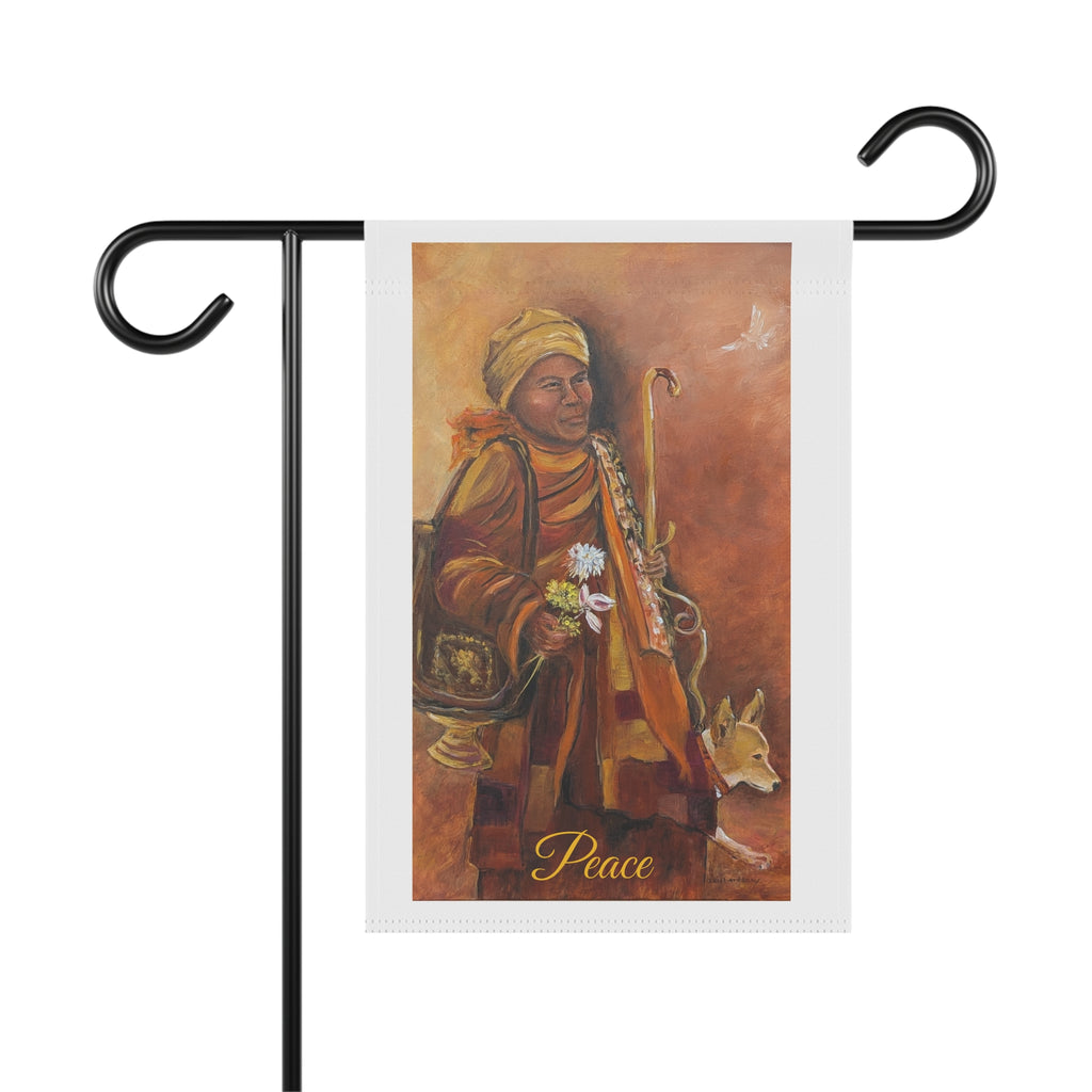Peaceful Monk Garden Flag – Spiritual Art House Banner