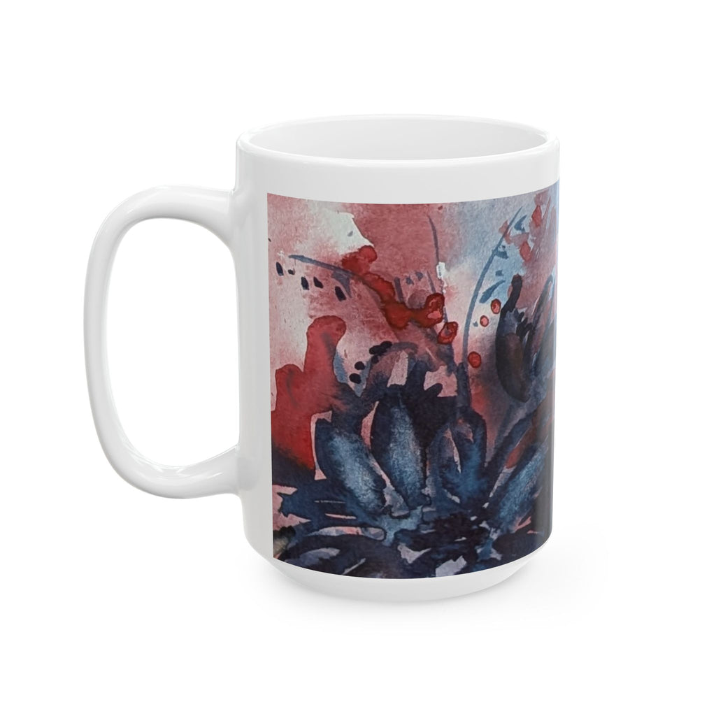 Dark Floral  Ceramic Mug –  Abstract Coffee Cup (11oz & 15oz)