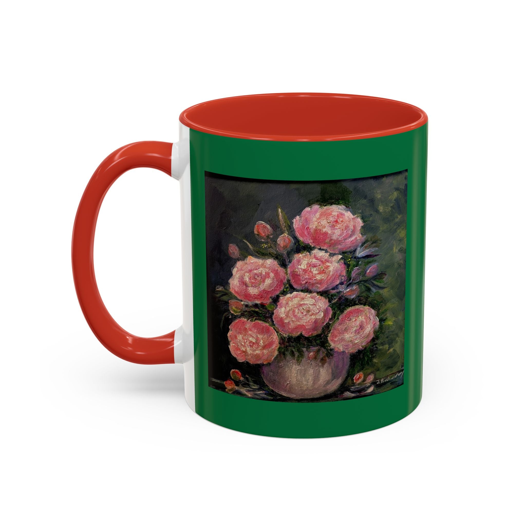 Pink Peony Bouquet Accent Coffee Mug — Floral Tea Cup for Garden Lovers