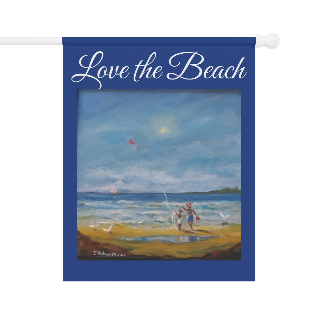 Garden Flag - "Love the Beach" Coastal House & Garden Banner
