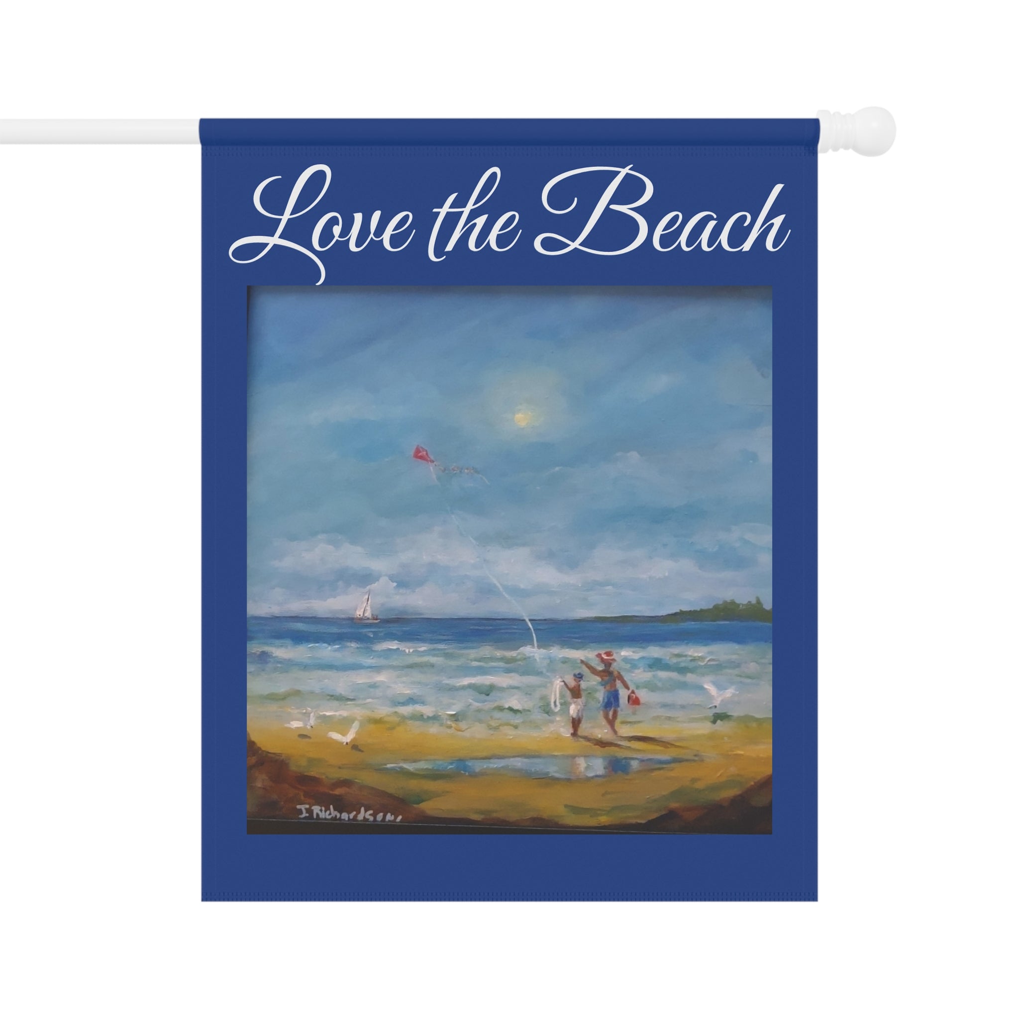 Garden Flag - "Love the Beach" Coastal House & Garden Banner