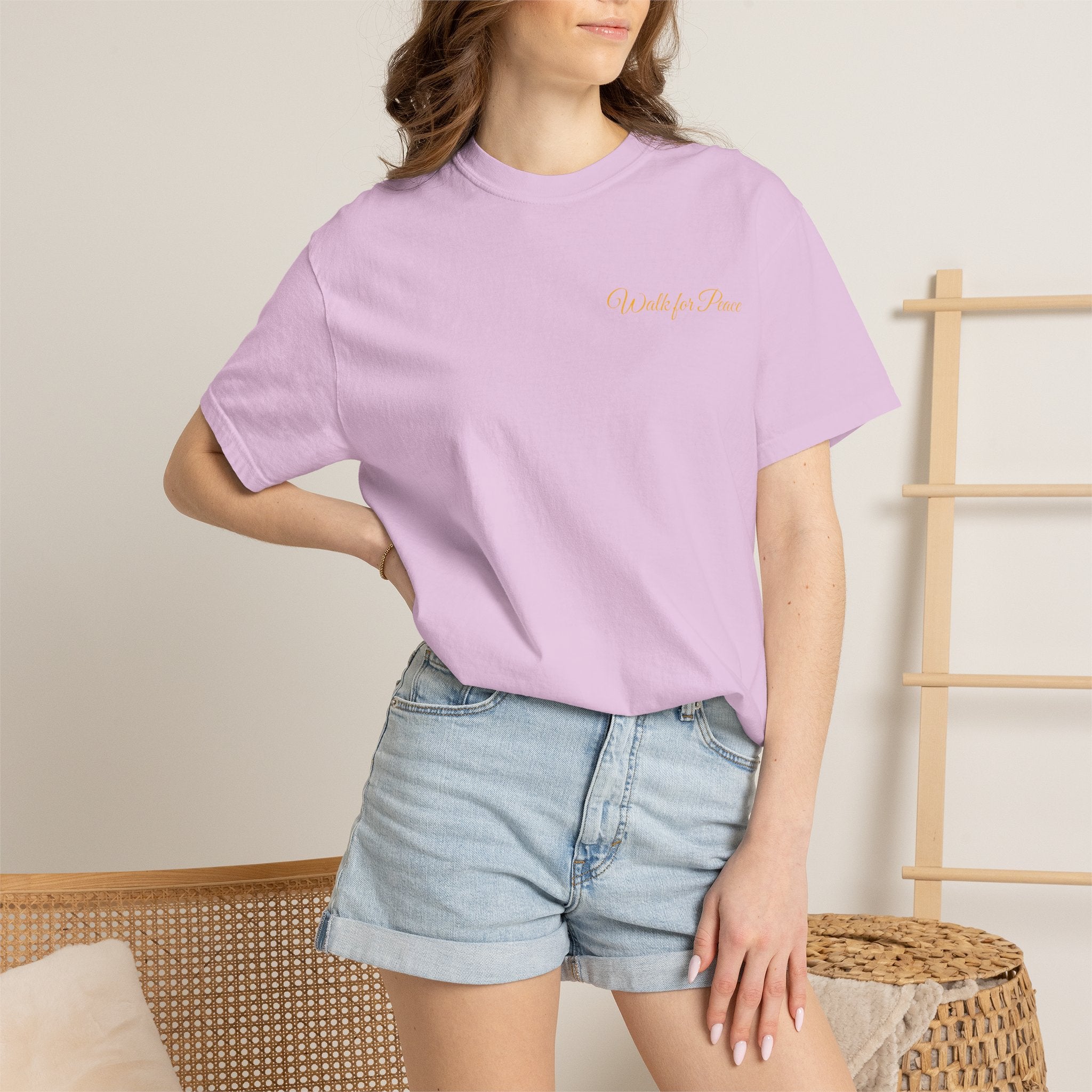 "Walk for Peace," Back design, Unisex Garment-Dyed T-shirt