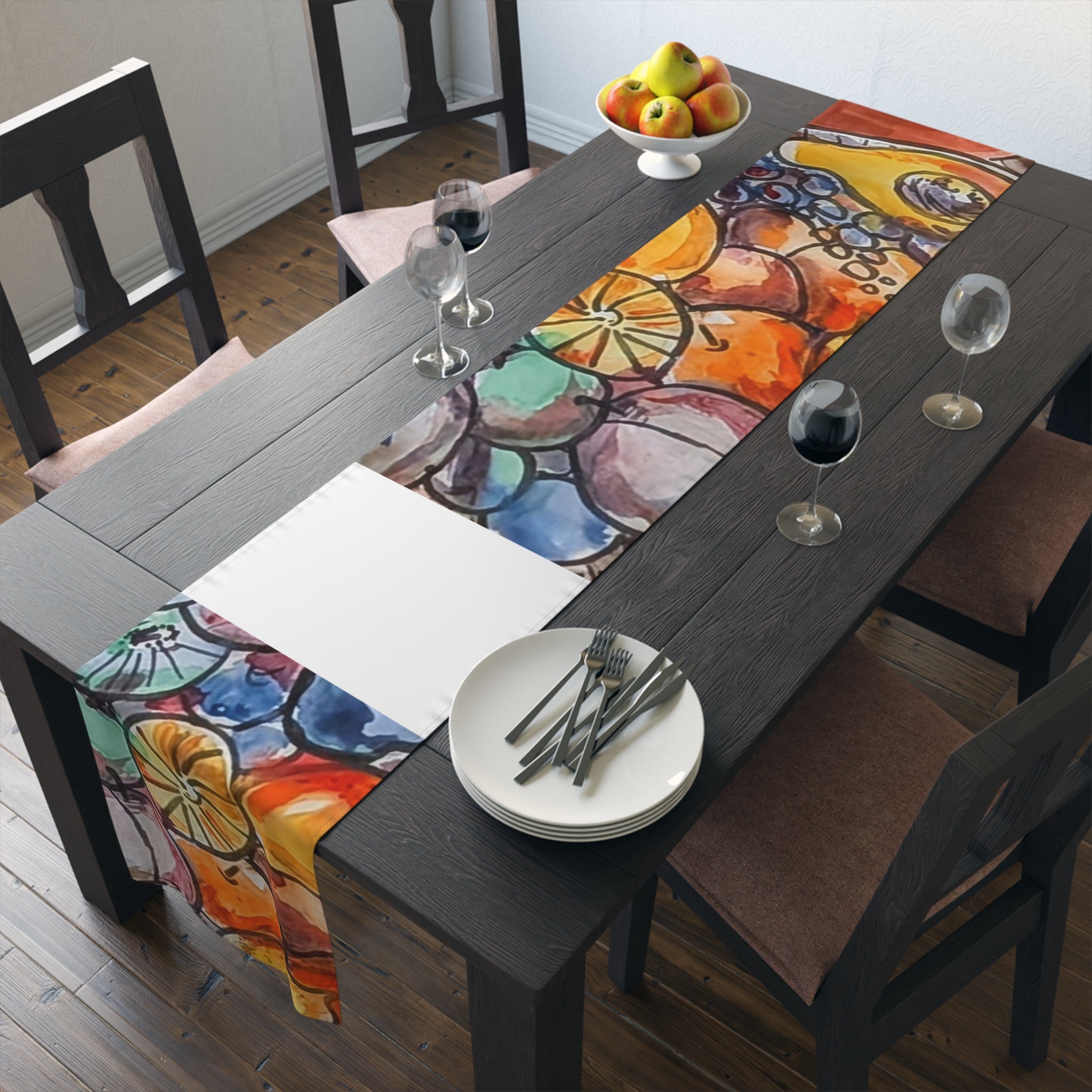 Fruity Citrus Watercolor Table Runner
