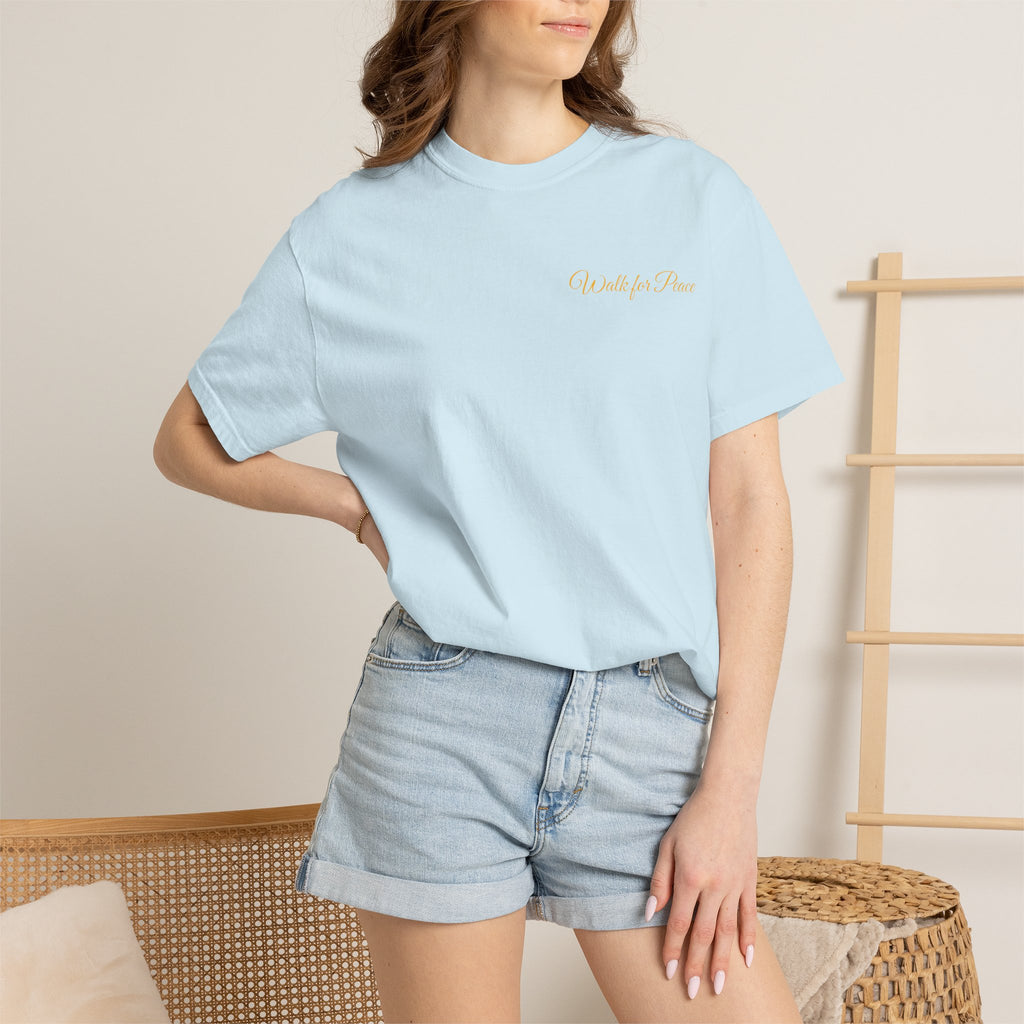 "Walk for Peace," Back design, Unisex Garment-Dyed T-shirt