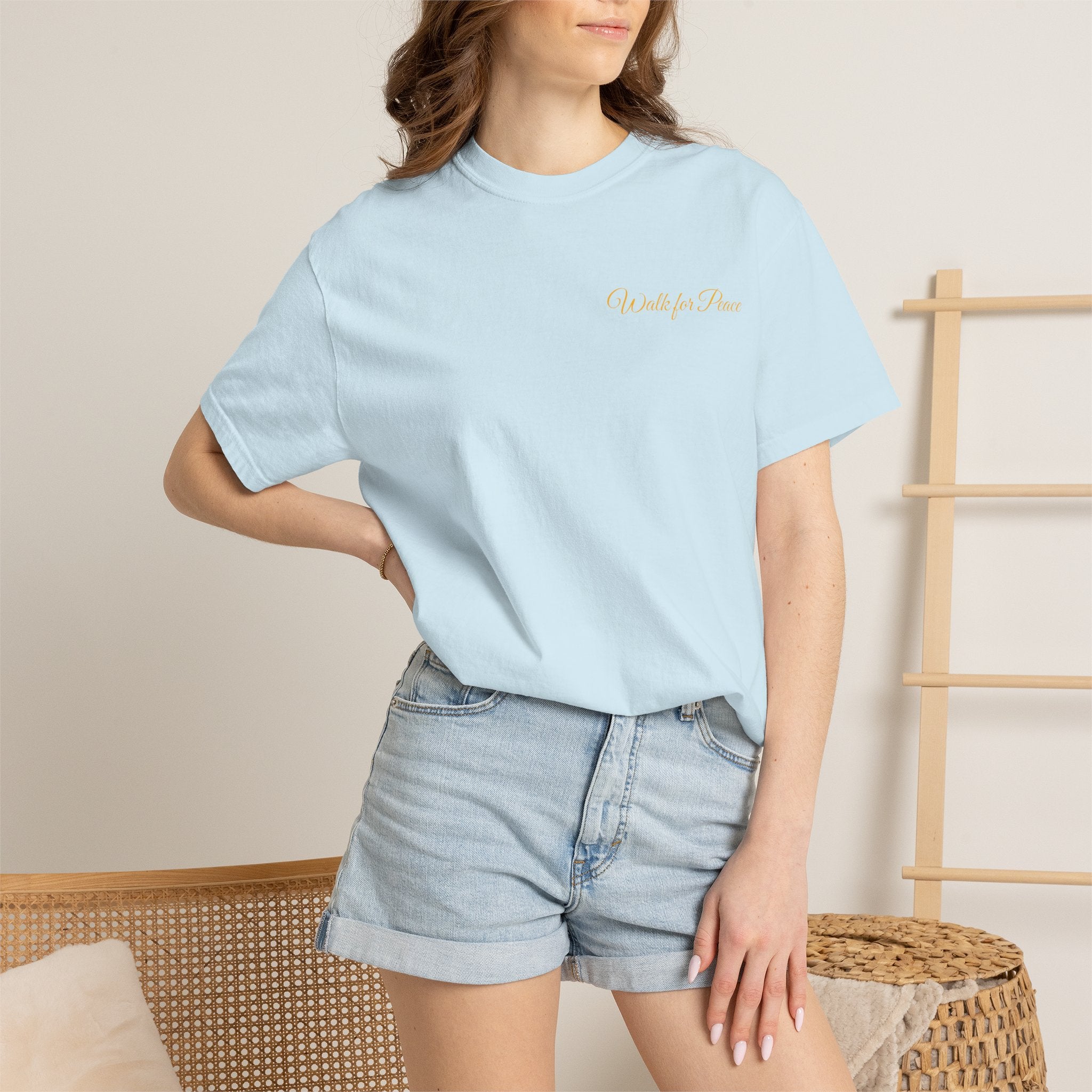 "Walk for Peace," Back design, Unisex Garment-Dyed T-shirt