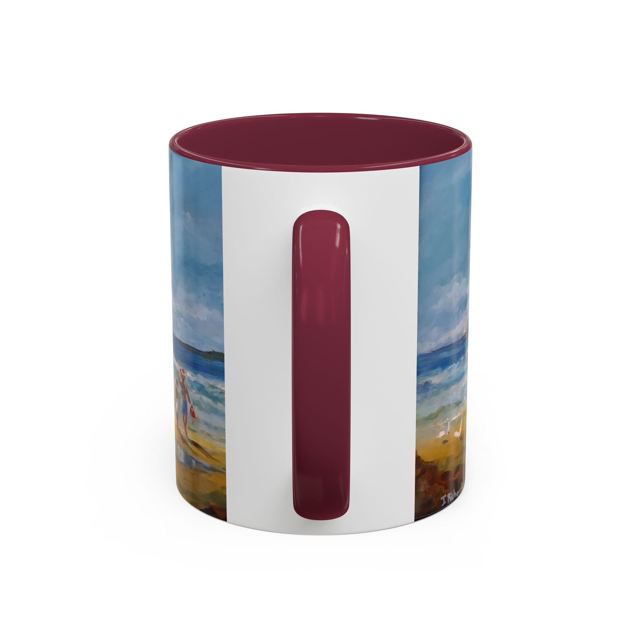 Beach & kite scene, Coffee Accent Mug - Personalize it! Colorful Ceramic Mug (11oz, 15oz)