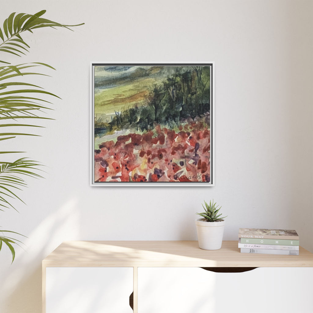 Framed Poppies landscape Matte Canvas,   Multi-color frames)