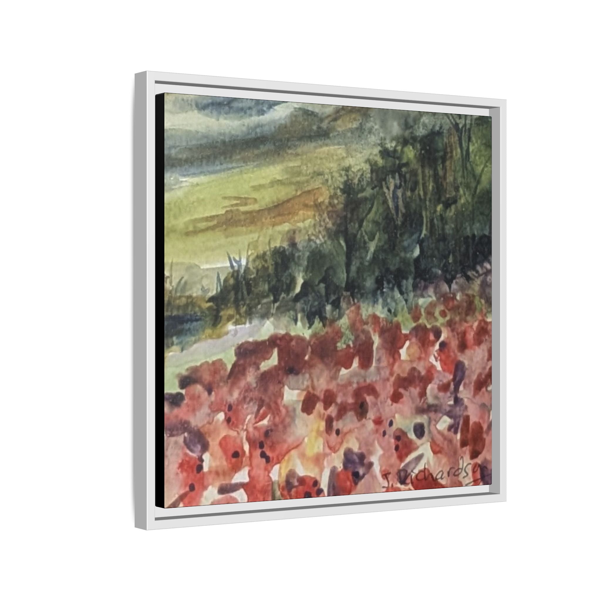 Framed Poppies landscape Matte Canvas,   Multi-color frames)