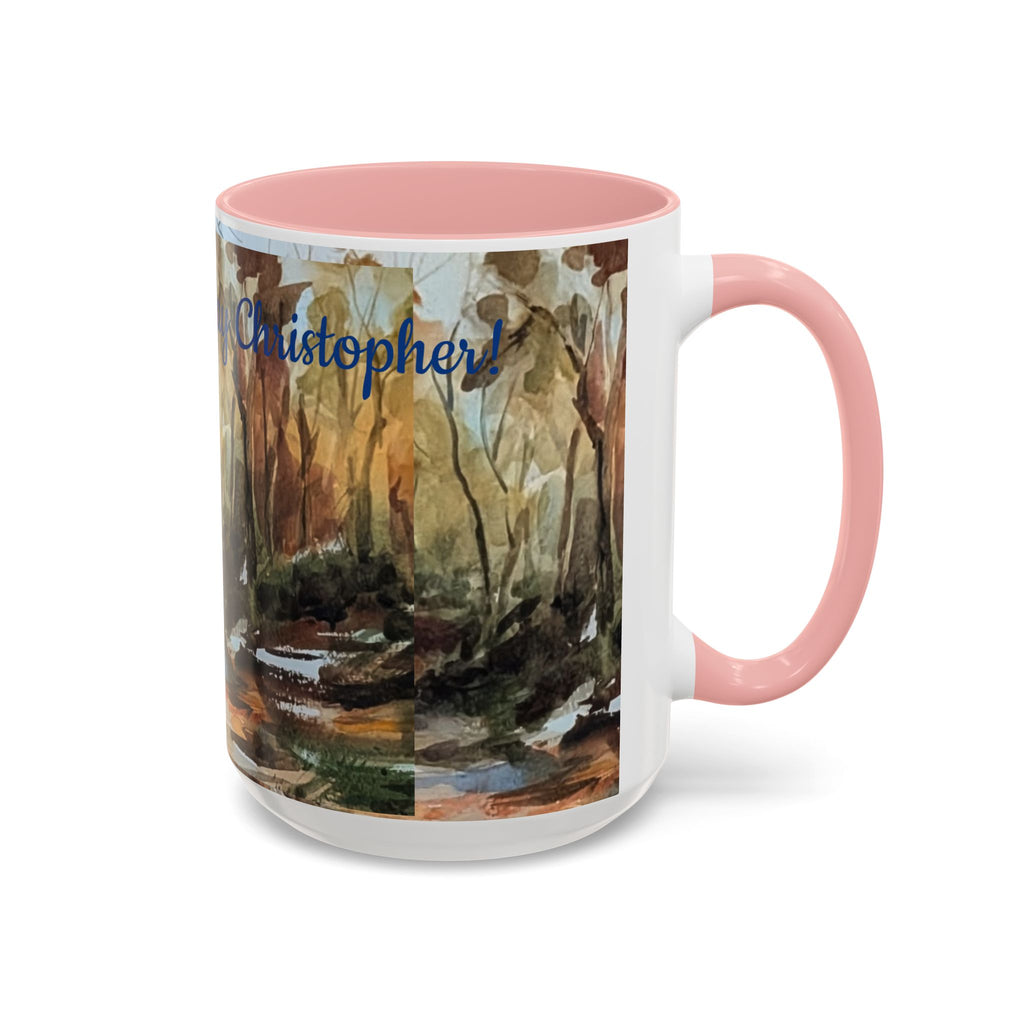 Autumn Woodland Coffee Mug — Painterly Fall Forest Trail Accent Mug