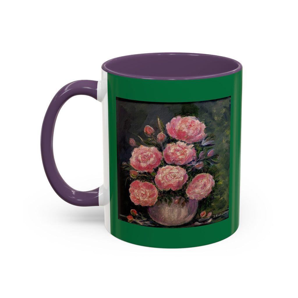 Pink Peony Bouquet Accent Coffee Mug — Floral Tea Cup for Garden Lovers