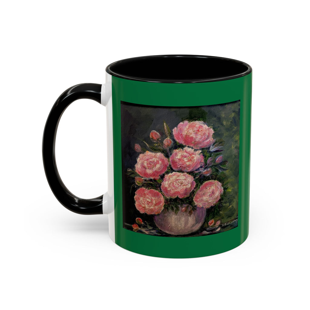 Pink Peony Bouquet Accent Coffee Mug — Floral Tea Cup for Garden Lovers