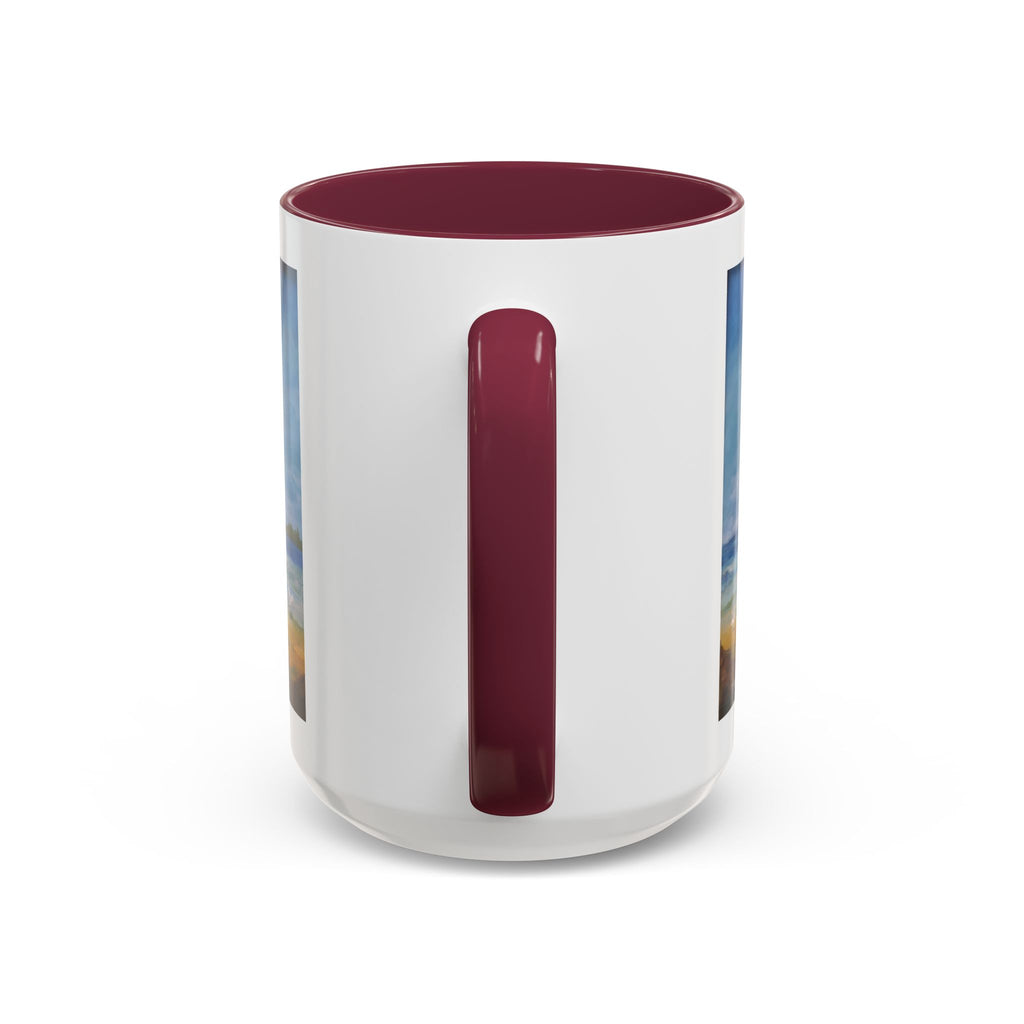 Beach & kite scene, Coffee Accent Mug - Personalize it! Colorful Ceramic Mug (11oz, 15oz)