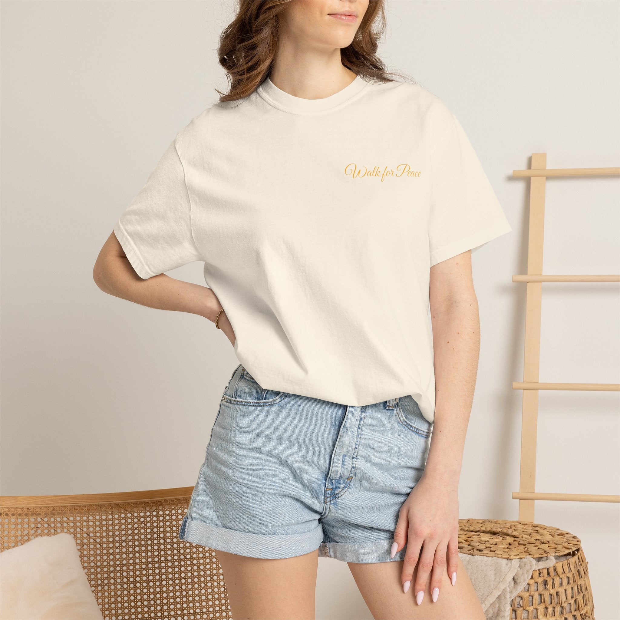 "Walk for Peace," Back design, Unisex Garment-Dyed T-shirt