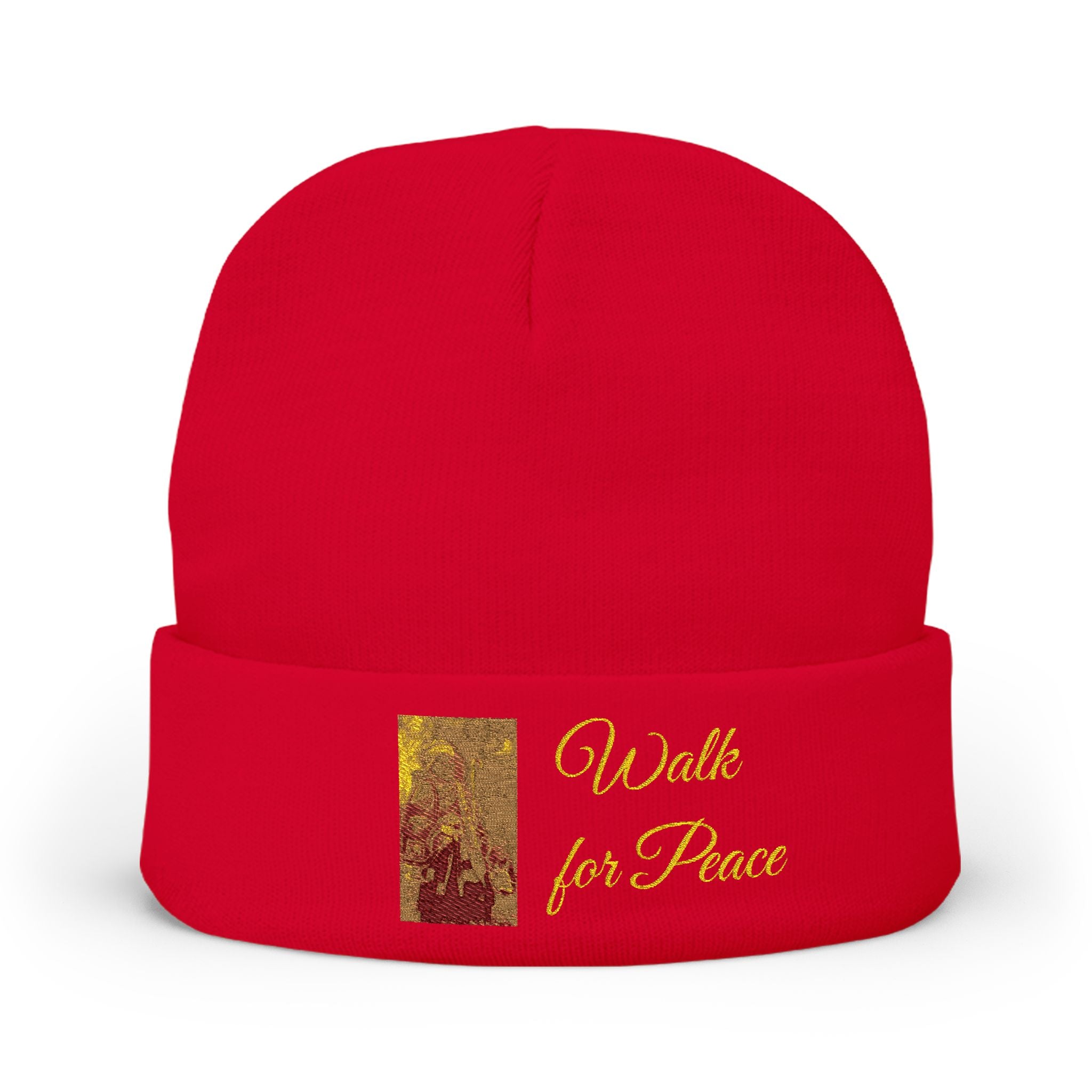 Embroidered Knit Beanie – Monks' "Walk for Peace'