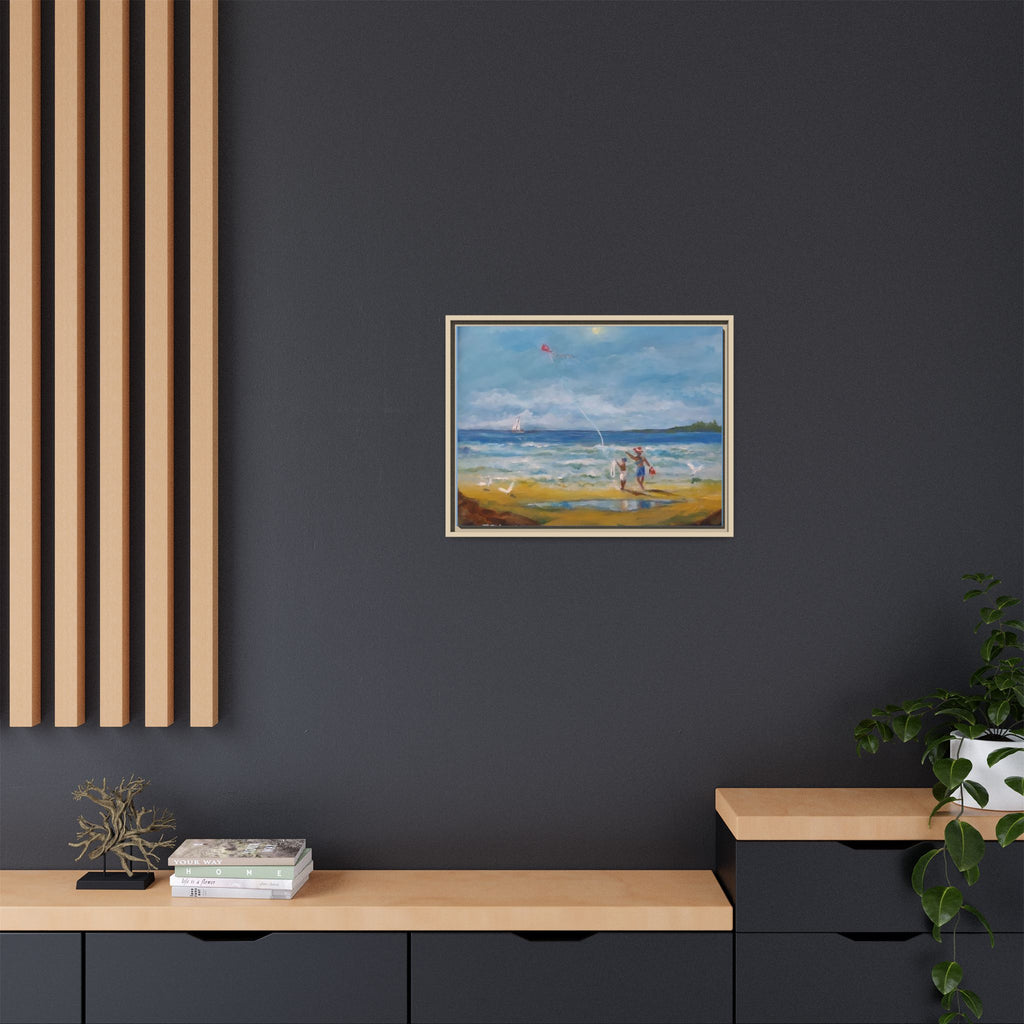 Kite on shore Framed Matte Canvas Wall Art