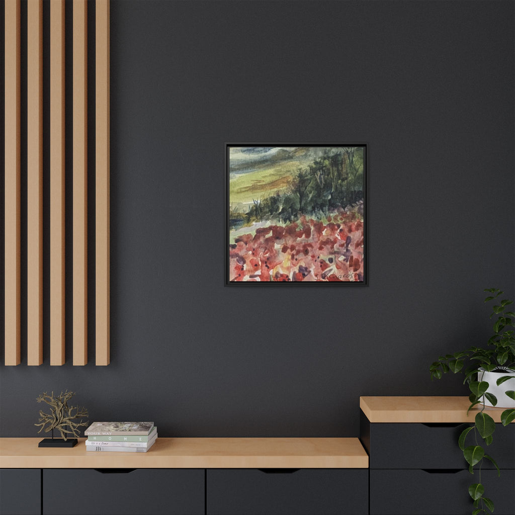 Framed Poppies landscape Matte Canvas,   Multi-color frames)
