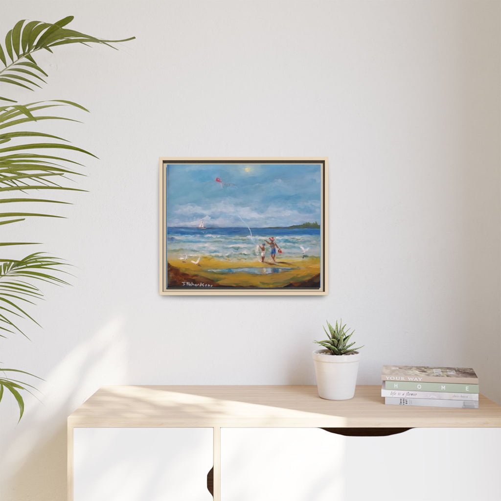 Kite on shore Framed Matte Canvas Wall Art