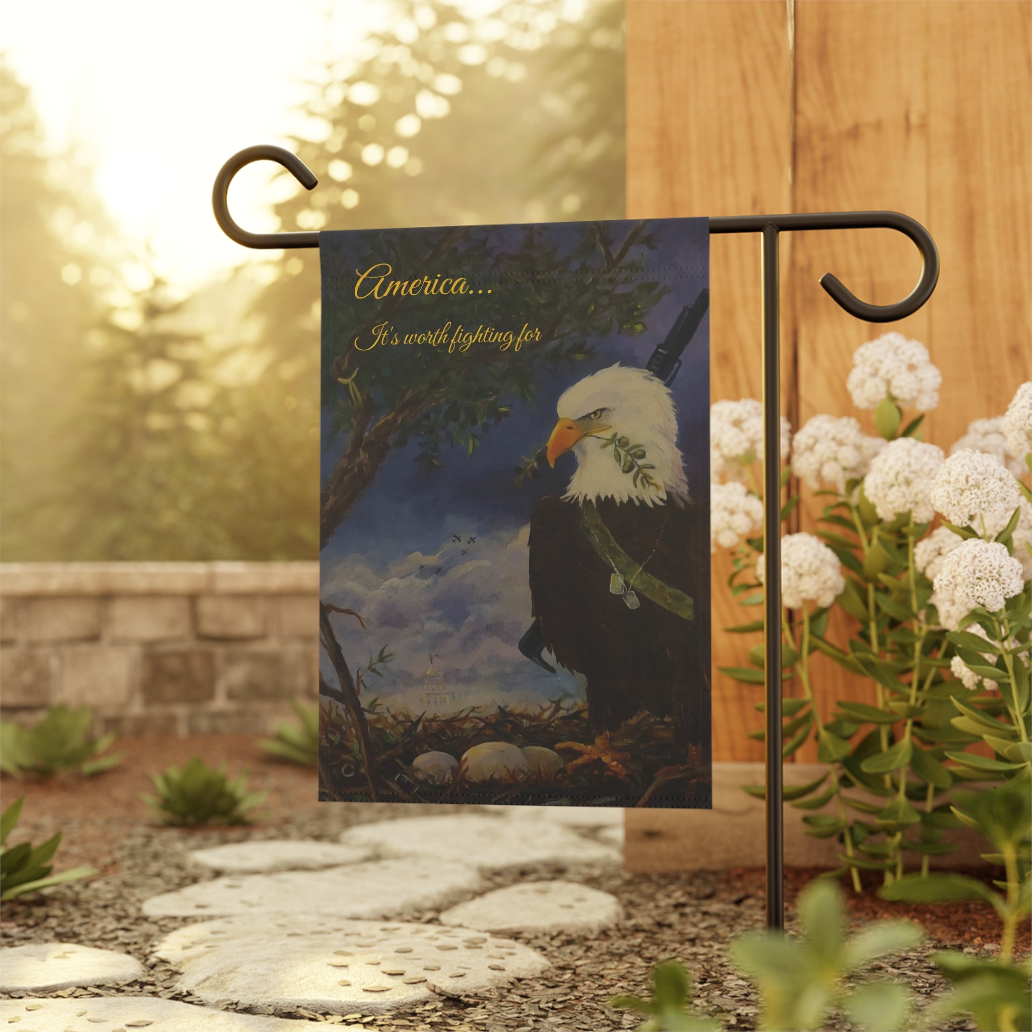 Patriotic eagle garden flag created by JR