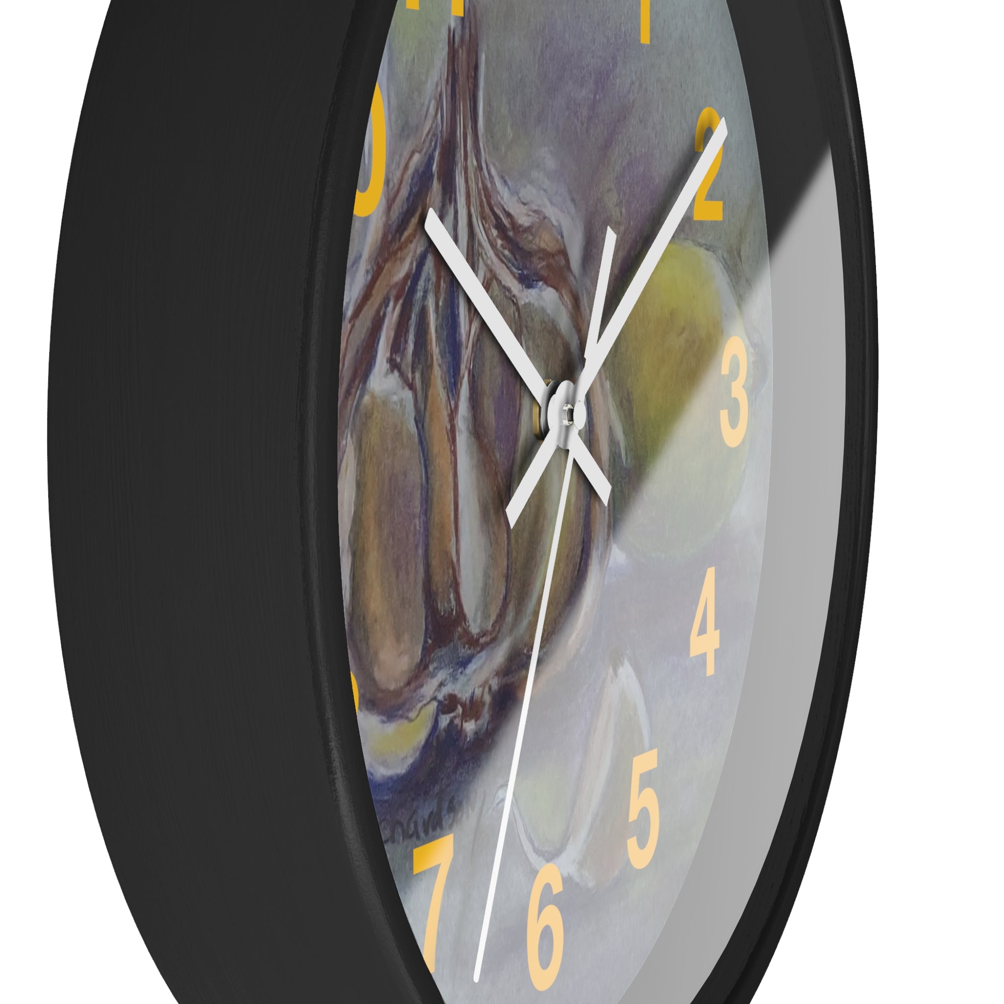 Garlic & Lemon Kitchen Wall Clock — Still Life Food Art Home Decor
